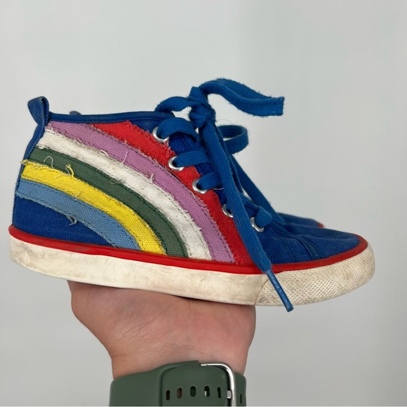 Mini Boden Blue Rainbow High Top Sneakers - Picture 4 of 9